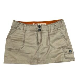 Y2K Mossimo Supply Co Khaki Tan Cargo Mini Skirt Size 5 Utility Gorpcore Pocket